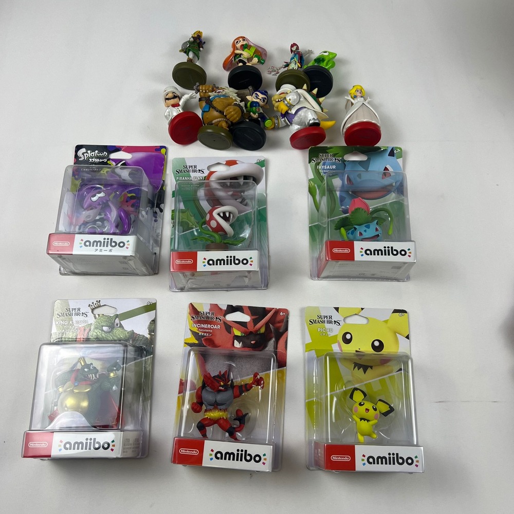 Nintendo Amiibo Figure Lot Smash Bros Splatoon Mario Link Ivysaur Pichu Good